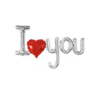 Zebra Balloons I Heart You Ballon en aluminium 90 cm en forme de cœur Argenté Unisexe Adultes Couples Individuels exprimant l'amour ou l'affection Saint-Valentin