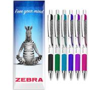 Zebra Classic Z-Grip Flight Stylos à bille - 1,2 mm - Noir, vert, bleu, bleu clair, violet et rose - Lot de 6 - Dans un coffret cadeau en carton