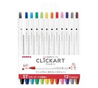 Zebra Clickart WYSS22-12CST Lot de 12 stylos à base d'eau