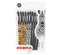 Zebra Doodler'z Stick Lot de 10 stylos bille 1 mm Imprim animal fantaisie et corps noir