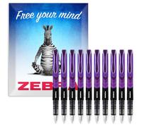 Zebra Fuente - Disposable Fountain Pen - 1.0mm Fine Nib 0.6mm Line Width - Violet Ink - Pack of 10
