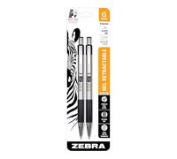 Zebra G-301 Gel Retractable Pen, 0.7mm, Black, 2 Pack (41312)