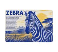Zebra Illustration in Blue and White Tapis à Poils Courts 150 x 100 cm | Idée cadeau pour une nouvelle maison : Tapis intérieur doux, avec entretien facile à la main; près du lit ou du canapé