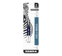 Zebra Lot de 2 recharges de stylo à bille en acier inoxydable F Series - Point moyenne - 1,0 mm - Plusieurs couleurs 5.000 bleu