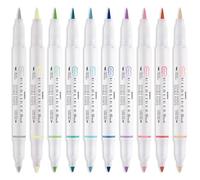 Zebra Mildliner Brush Lot de 10 surligneurs à double pointe avec pinceau et stylo, couleurs assorties