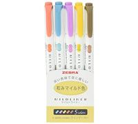 Zebra Mildliner RC Lot de 5 marqueurs 5 couleurs WKT7-5C-RC (importé du Japon)