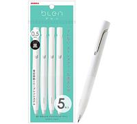Zebra P-BAS88-W5 Stylo à bille à base d'huile, Blen, 0,02 pouces (0,5 mm), tige blanche, encre noire, lot de 5