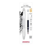 Zebra Pen G-750 - Stylo à encre gel rétractable, corps en laiton blanc nacré, poignée texturée, 0,7 mm, 1 paquet avec recharges (49801)