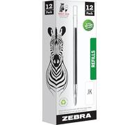 Zebra Pen Lot de 12 recharges compatibles avec Zebra G750, G301 et G450 - Recharge Jk pour stylo à encre gel en acier inoxydable, pointe moyenne de 0,7 mm, encre noire