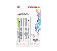 Zebra Pen Mildliner Double Ended Highlighter, Broad and Fine Point Tips, Assorted Cool and Refined Ink Colors, 5-Pack, multicolor, 2690