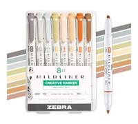 Zebra Pen MILDLINER - Lot de 8 surligneurs sans bavure, neutre vintage | Lot de marqueurs à pointe large et fine, idéal pour la bible, le journal, l'école, les enseignants et les fournitures de