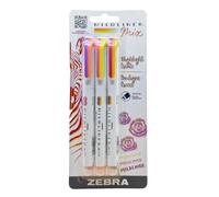 Zebra Pen Mildliner Mix Lot de 3 surligneurs à pointe biseautée, sans bavure, couleurs chaudes assorties (77793)
