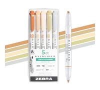 Zebra Pen Mildliner Neutral Vintage Set 5 Pack (78605) - Surligneurs Double Extrémité Large et Fine - Papeterie