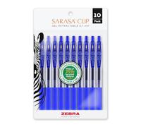 Zebra Pen SARASA - Lot de 10 stylos à encre gel rétractables avec clip, encre bleue, 0,7 mm
