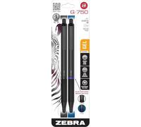 Zebra Pen - Stylo à encre gel de qualité supérieure Steel Series - G-750 rétractable, pointe moyenne de 0,7 mm, encre à séchage rapide, poignée moletée confortable, corps en laiton noir, rechargeable