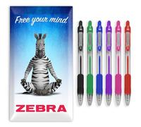 Zebra Pen Z-Grip Lot de 6 stylos à bille rétractables à pointe de 1 mm dans un coffret cadeau en carton pour l'école, l'écriture, le travail, le bureau (assortis)
