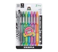 Zebra Pen Z-Grip Lot de 7 stylos à bille rétractables, pointe moyenne, 1 mm, couleurs tendance assorties