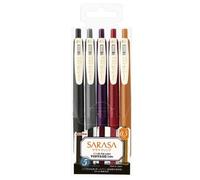 Zebra Sarasa Clip 0.5 Retractable Gel Ink Pen, Rubber Grip, 0.5 Mm, Vintage Colours, 5 Colour Ink (Jj15-5c-Vi2)