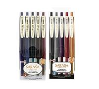 Zebra Sarasa Clip 0.5 Stylo à encre gel rétractable, poignée en caoutchouc, 0,5 mm, couleurs vintage, lot de 10 couleurs (JJ15-5C-VI+JJ15-5C-VI2)