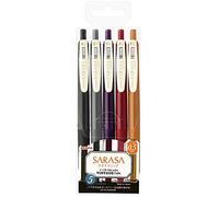 Zebra Sarasa JJ15-5C-VI2 Lot de 2 stylos à bille à encre gel avec grip en caoutchouc Couleurs vintage 5 couleurs 0,5 mm