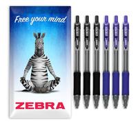 Zebra Sarasa Lot de 6 stylos à bille rétractables à encre gel Pointe 0,7 mm Encre noire et bleue