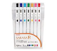 Zebra Sarasa R 0,4 mm - Lot de 7 stylos à encre gel & notes autocollantes