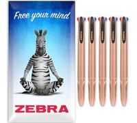 Zebra Z-Grip Elegance Lot de 5 stylos à bille rétractables 4 en 1 Couleurs 1 mm Corps or rose Noir/bleu/rouge/vert