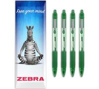 Zebra Z-Grip Lot de 4 stylos à bille rétractables à encre lisse Pointe 1 mm Boîte cadeau Vert