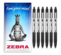 Zebra Z-Grip Lot de 6 stylos à bille à encre lisse Noir 1 mm