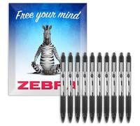 Zebra Z-Grip Smooth Ballpoint Pen - 1.0mm - Black Ink & Barrel - Pack of 10 - in Zebra Packaging