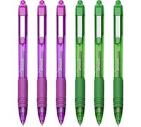 Zebra Z-Grip Smooth Lot de 6 stylos à bille rétractables Vert/3 Violet