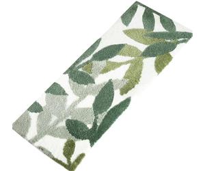 ZebraSmile Long tapis de salle de bain solide et absorbant l’eau avec revers antidérapant pour baignoire, douche et lavabo, mignon, motif de grandes feuilles, vert (45 x 120 cm)