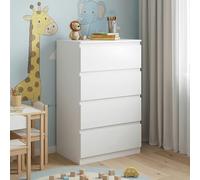 ZECIIYE Commode à 4 Tiroirs,Buffet,Coiffeuse Table de Chevet,Commode a Langer,Modern Chiffonnier Meuble de Rangement pour Chambre,Salon,Bureau et Entrée,Blanc,60X40X98cm