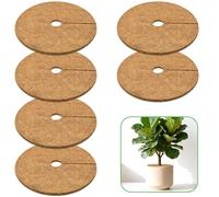 ZeeDix Lot de 6 tapis de paillage en fibre de coco de 35,6 cm | Tapis de protection 100 % naturel en fibre de coco pour plantes d'intérieur et d'extérieur