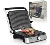 Zeegma Grill Chef Easy - Grill Électrique 2 en 1 et Presse-Panini, 2000W, Plaques Céramiques Antiadhésives, 29 x 23.2 cm², Température et Inclinaison Réglables (GRILL CHEF EASY)