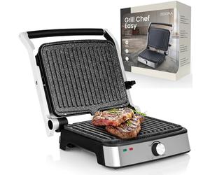 Zeegma Grill Chef Easy - Grill Électrique 2 en 1 et Presse-Panini, 2000W, Plaques Céramiques Antiadhésives, 29 x 23.2 cm², Température et Inclinaison Réglables (GRILL CHEF EASY)