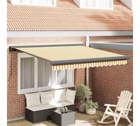 Zeehear Auvent rétractable jaune blanc 3 x 2,5 m avec cadre en aluminium et tissu polyester résistant aux UV pour terrasse, balcon, jardin, extérieur, protection solaire et brise-vue