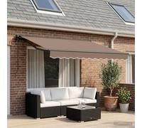 Zeehear Auvent rétractable taupe 3,5 x 2,5 m en polyester et aluminium avec manivelle, résistant aux intempéries et extensible, idéal pour jardin, balcon, terrasse comme protection solaire et