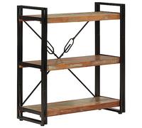 Zeehear Bibliothèque à 3 compartiments en bois massif recy t fer revêtu par pulvérisation - 77 x 30 x 80 cm - Avec espace de rangement - Pour salon, bureau, chambre d'enfant - Étagère ouverte sur