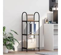 Zeehear Bibliothèque à 3 niveaux - 40 x 30 x 109 cm - En bois avec cadre en acier noir - Étagère ouverte pour salon et bureau - Système d'étagère peu encombrant avec espace de rangement et étagère