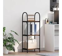 Zeehear Bibliothèque à 3 niveaux - 40 x 30 x 109 cm - En bois vieilli - Avec cadre en acier - Étagère ouverte pour salon, bureau, chambre d'enfant, rangement peu encombrant et organisateur de