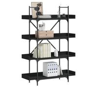 Zeehear Bibliothèque à 4 étages - Noir - 100 x 33 x 145,5 cm - En bois et métal - Étagère sur pied avec espace de rangement et pieds réglables - Pour salon, bureau, bureau - Peu encombrant et stable