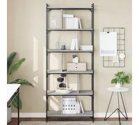 Zeehear Bibliothèque à 6 étages gris Sonoma 76 x 32 x 192 cm en bois avec cadre en métal, étagère sur pied et séparateur de pièce pour salon, bureau, bureau, rangement peu encombrant et espace de