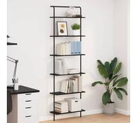 Zeehear Bibliothèque à 6 niveaux 60 x 24 x 203 cm en bois avec cadre en acier, autonome, gain de place, système d'étagère ouverte pour salon, bureau, bureau, chambre d'enfant, espace de rangement et