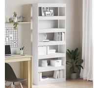 Zeehear Bibliothèque à 6 niveaux en bois blanc 80 x 30 x 198 cm, système d'étagère ouverte avec beaucoup d'espace de rangement, bibliothèque polyvalente comme séparateur de pièce pour salon, bureau et
