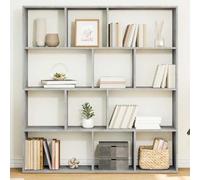 Zeehear Bibliothèque en bois gris béton - 132 x 29 x 141,5 cm - Avec 12 compartiments ouverts - Espace de rangement et étagère comme séparateur de pièce pour salon, bureau, chambre d'enfant et bureau