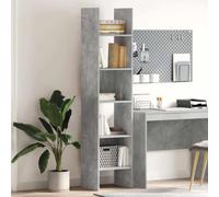 Zeehear Bibliothèque en bois gris béton 40 x 35 x 180 cm avec 5 compartiments, étagère ouverte comme séparateur de pièce, espace de rangement pour bureau, salon, bureau et chambre d'enfant