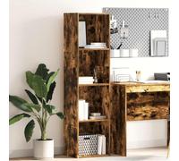 Zeehear Bibliothèque en chêne fumé, 40 x 30 x 152 cm, étroite, haute, ouverte, avec beaucoup d'espace de rangement, étagère murale, séparateur de pièce pour salon, bureau, chambre d'enfant