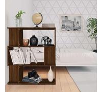 Zeehear Bibliothèque en chêne marron, 80 x 24 x 96 cm, avec 9 compartiments comme séparateur de pièce, étagère ouverte pour salon, bureau, bureau, peu encombrant
