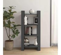 Zeehear Bibliothèque grise en bois massif - 60 x 35 x 125 cm - Séparateur de pièce polyvalent et étagère sur pied avec système d'étagère ouverte pour salon, bureau, bureau, rangement et rangement peu